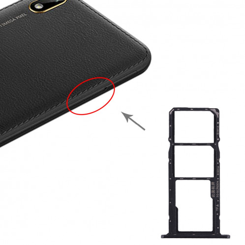 Bac à carte SIM + Bac à carte SIM + Bac à carte Micro SD pour Huawei Y5 (2019) (Noir) SH022B233-05