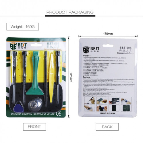 10 en 1 BEST BST-605 Tool Kit Démonter les outils d'ouverture pour iPhone 3/4 / 4S / 5 SB3169870-07