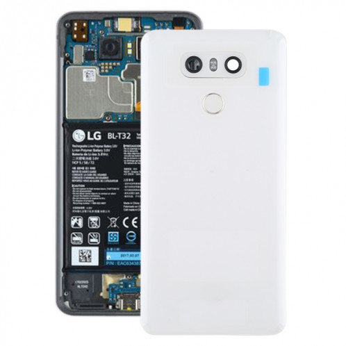 Couvercle arrière de la batterie avec objectif d'appareil photo et capteur d'empreintes digitales pour LG G6 / H870 / H870DS / H872 / LS993 / VS998 / US997 (blanc) SH70WL1849-06