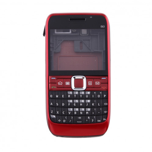 iPartsAcheter pour Nokia E63 Couvercle du boîtier complet (couvercle avant + lunette du cadre médian + couvercle arrière de la batterie + clavier) (rouge) SI00RL1549-06