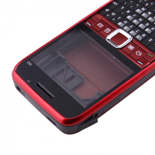iPartsAcheter pour Nokia E63 Couvercle du boîtier complet (couvercle avant + lunette du cadre médian + couvercle arrière de la batterie + clavier) (rouge) SI00RL1549-06