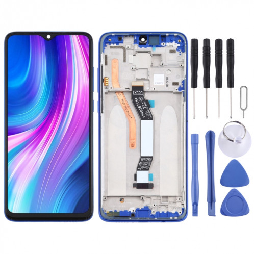 Écran LCD et numériseur complet avec cadre (version double carte SIM) pour Xiaomi Redmi Note 8 Pro (bleu) SH220L1866-06
