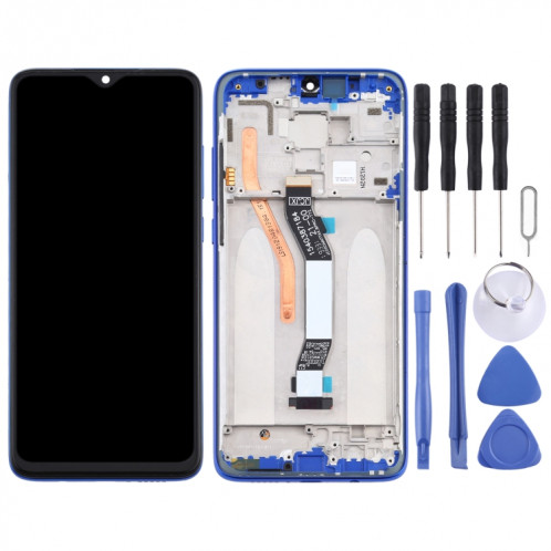 Écran LCD et numériseur complet avec cadre (version double carte SIM) pour Xiaomi Redmi Note 8 Pro (bleu) SH220L1866-06