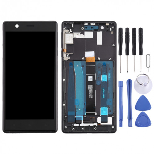 Écran LCD et numériseur complet avec cadre et touches latérales pour Nokia 3 TA-1032 (noir) SH96BL1276-06