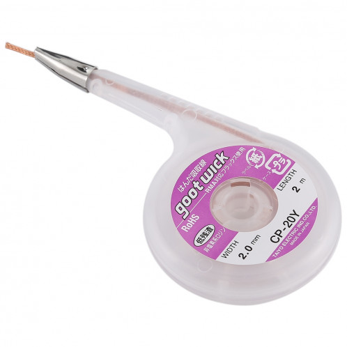Mèche à souder 2,0 mm fil à souder à dessouder tresse, longueur: 2 m SH44351788-05