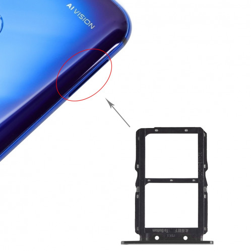 Plateau à cartes SIM + Plateau à cartes SIM pour Huawei Honor View 20 (Honor V20) (Noir) SH638B1473-04
