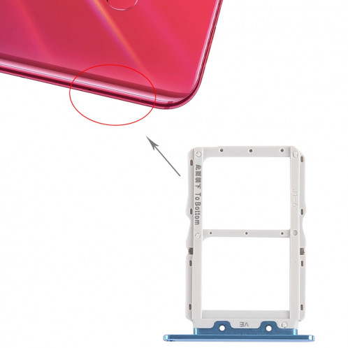 Bac à cartes SIM + Bac à cartes SIM pour Huawei Nova 4 (bleu) SH639L1507-04