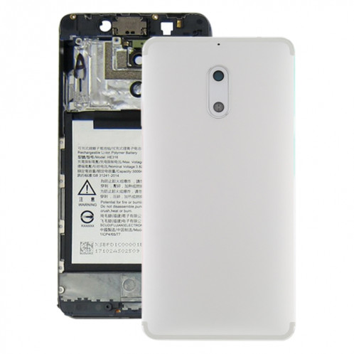 Cache arrière de batterie avec objectif et touches latérales pour Nokia 6 TA-1000 TA-1003 TA-1021 TA-1025 TA-1033 TA-1039 (Blanc) SH50WL1565-06