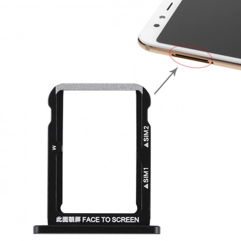 Double support de carte SIM pour Xiaomi Mi 6X (noir) SH939B1732-05
