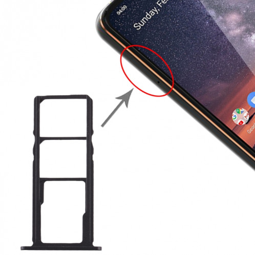Plateau pour carte SIM + Plateau pour carte SIM + Plateau pour carte Micro SD pour Nokia 3.2 TA-1156 TA-1159 TA-1164 (Noir) SH972B1169-05