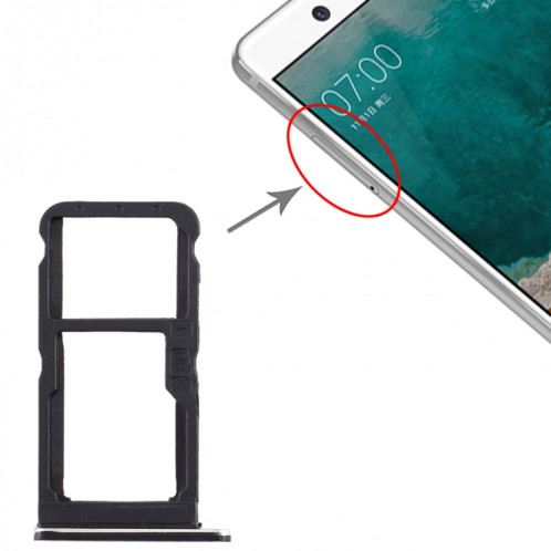 Plateau pour carte SIM + Plateau pour carte SIM / Plateau pour carte Micro SD pour Nokia 7 TA-1041 (Noir) SH977B984-05