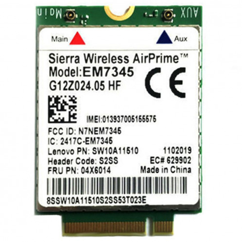 Module EM7345 4G NGFF M.2 Carte WWAN 04 x 6014 Carte 4G LTE / HSPA + 42 Mbps pour Lenovo IBM / ThinkPad T450 / X240 SH52111781-04