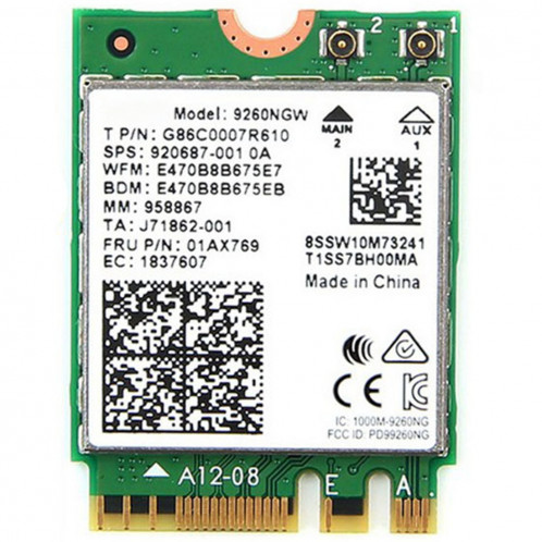 9260NGW Carte neuve pour carte réseau sans fil double bande Intel 9260AC Bluetoth 5.0 5G 1730Mbps Wifi Carte réseau PK 8265/7260/8260 SH52131787-06