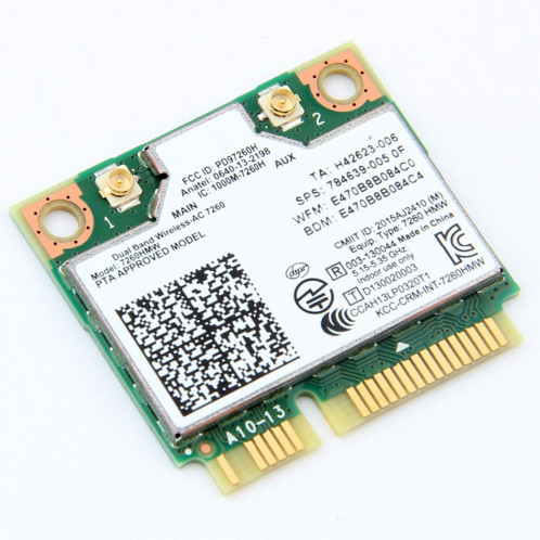 Carte Wifi double bande sans fil pour carte Intel Wi-Fi Bluetooth 4.0 Mini PCI-E 2.4G / 5Ghz Intel 7260HMW 802.11 ac / a / b / g / n SH52181492-06