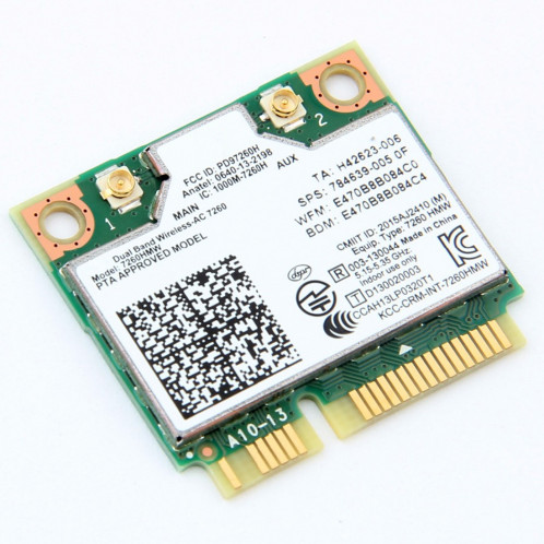 Carte Wifi double bande sans fil pour carte Intel Wi-Fi Bluetooth 4.0 Mini PCI-E 2.4G / 5Ghz Intel 7260HMW 802.11 ac / a / b / g / n SH52181492-06