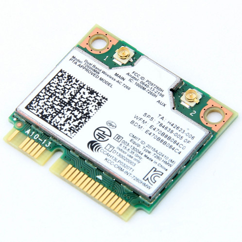 Carte Wifi double bande sans fil pour carte Intel Wi-Fi Bluetooth 4.0 Mini PCI-E 2.4G / 5Ghz Intel 7260HMW 802.11 ac / a / b / g / n SH52181492-06
