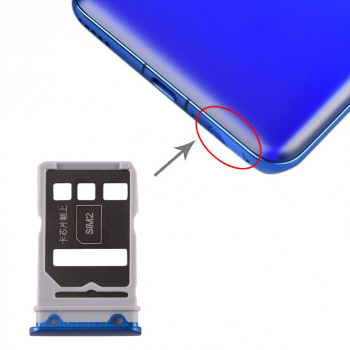 Plateau pour carte SIM + Plateau pour carte SIM pour Huawei Honor V30 Pro / Honor V30 (bleu) SH400L905-05