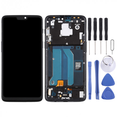 Pour OnePlus 6 A6000 TFT Matériau Écran LCD et Numériseur Assemblage Complet avec Cadre (Noir) SH427B593-06