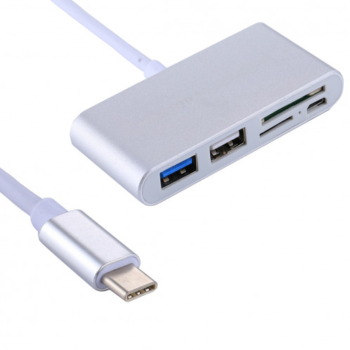 5 en 1 Micro SD + SD + USB 3.0 + USB 2.0 + Port micro USB vers USB-C / Type-C Lecteur de cartes d'adaptateur OTG COMBO pour tablette, smartphone, PC (Argent) SH547S286-09