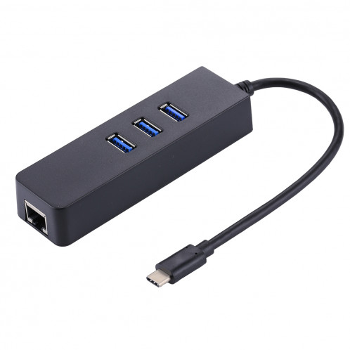 USB-C / Type-C vers 3 Ports USB 3.0 HUB + Adaptateur Gigabit Ethernet RJ45 haute vitesse Adaptateur LAN multifonction SU55481337-08