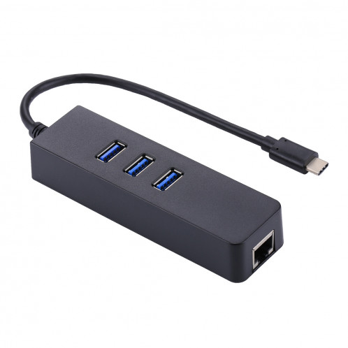 USB-C / Type-C vers 3 Ports USB 3.0 HUB + Adaptateur Gigabit Ethernet RJ45 haute vitesse Adaptateur LAN multifonction SU55481337-08