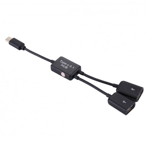 Portable USB-C / Type-C Mâle à deux ports USB Adaptateur HUB femelle pour Macbook, PC, ordinateur portable, tablette, smartphone SH5550695-08