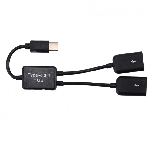 Portable USB-C / Type-C Mâle à deux ports USB Adaptateur HUB femelle pour Macbook, PC, ordinateur portable, tablette, smartphone SH5550695-08