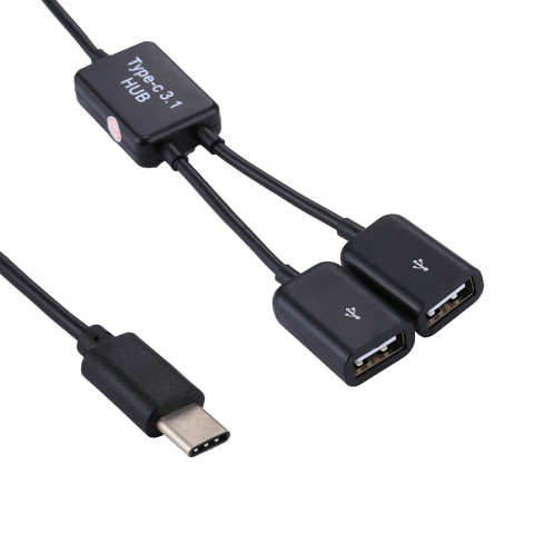 Portable USB-C / Type-C Mâle à deux ports USB Adaptateur HUB femelle pour Macbook, PC, ordinateur portable, tablette, smartphone SH5550695-08