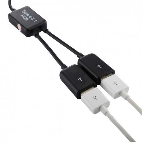 Portable USB-C / Type-C Mâle à deux ports USB Adaptateur HUB femelle pour Macbook, PC, ordinateur portable, tablette, smartphone SH5550695-08