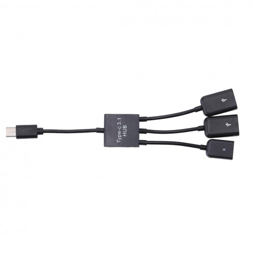 Portable USB-C / Type-C Mâle à deux ports USB Femelle + Micro USB Femelle Mini Câble Hub Splitter Adaptateur SH55511789-09