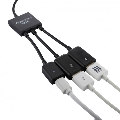 Portable USB-C / Type-C Mâle à deux ports USB Femelle + Micro USB Femelle Mini Câble Hub Splitter Adaptateur SH55511789-09