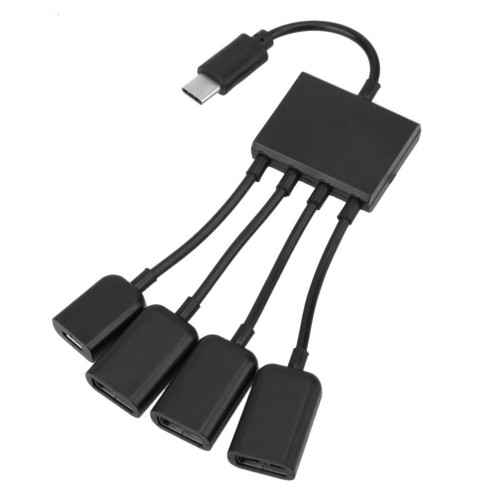 Portable USB-C / Type-C Mâle à 3 Ports USB Femelle + Micro USB Femelle Alimentation Charge OTG HUB Câble Connecteur Splitter SH55521405-07