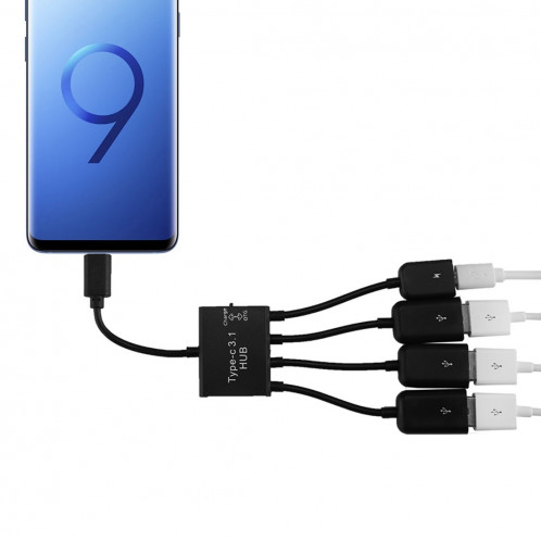Portable USB-C / Type-C Mâle à 3 Ports USB Femelle + Micro USB Femelle Alimentation Charge OTG HUB Câble Connecteur Splitter SH55521405-07