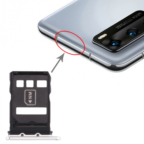 Plateau pour carte SIM + Plateau pour carte NM pour Huawei P40 (Argent) SH882S1631-05