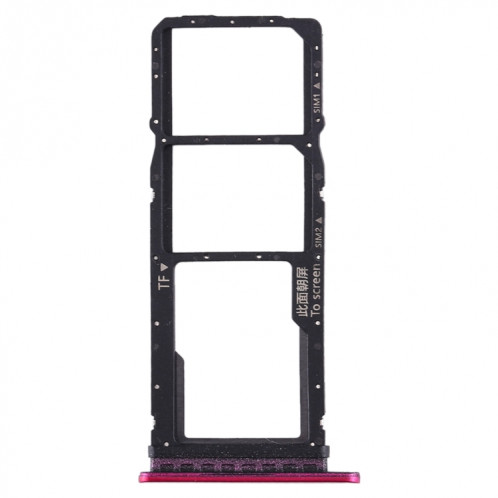 Plateau pour carte SIM + plateau pour carte SIM + plateau pour carte Micro SD pour Huawei Enjoy 10 / Honor Play 3 (rouge violacé) SH60ZH1682-05