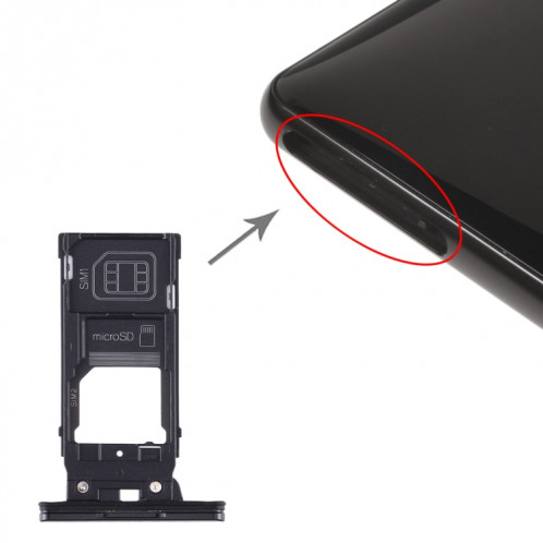 Plateau Carte SIM + Plateau Carte SIM + Plateau Carte Micro SD pour Sony Xperia XZ2 (Noir) SH198B280-05