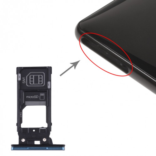 Plateau de la carte SIM + plateau de la carte SIM + plateau de la carte Micro SD pour Sony Xperia XZ2 (vert) SH198G1525-05