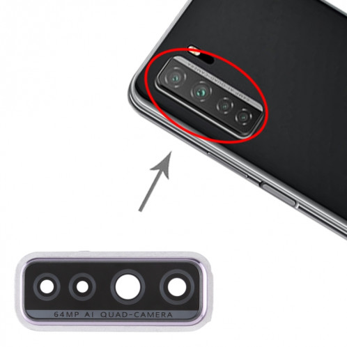 Cache d'objectif d'origine pour Huawei P40 Lite 5G / Nova 7 SE (Argent) SH375S717-04