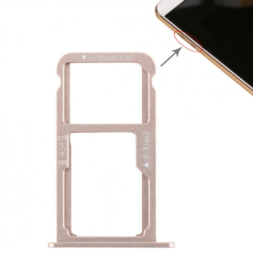 Bac Carte SIM + Bac Carte SIM / Carte Micro SD pour Huawei G9 Plus (Gold) SH488J167-06