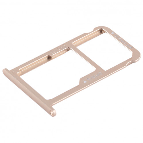 Bac Carte SIM + Bac Carte SIM / Carte Micro SD pour Huawei G9 Plus (Gold) SH488J167-06
