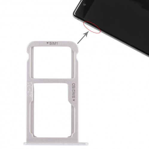Bac Carte SIM + Bac Carte SIM / Carte Micro SD pour Huawei P9 Plus (Blanc) SH491W602-06
