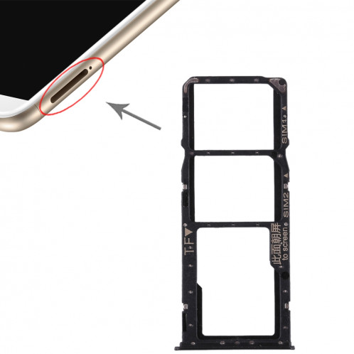 2 Plateau de carte SIM + Plateau de carte Micro SD pour Huawei Enjoy 8 Plus (Noir) SH495B136-06