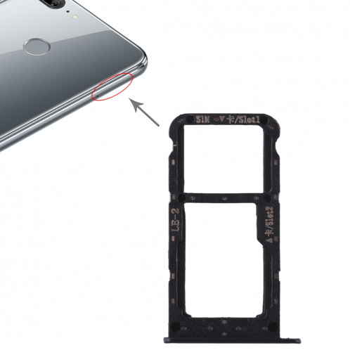 Bac Carte SIM + Bac Carte SIM / Carte Micro SD pour Huawei Honor 9 Lite (Noir) SH503B1236-06