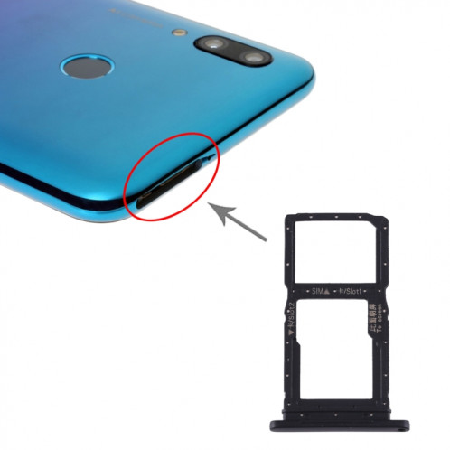 Plateau pour Carte SIM + Plateau pour Carte SIM / Plateau pour Carte Micro SD pour Huawei P smart Pro 2019 (Noir) SH845B899-04