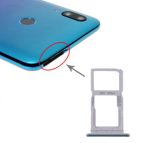 Plateau pour Carte SIM + Plateau pour Carte SIM / Plateau pour Carte Micro SD pour Huawei P smart Pro 2019 (Bleu) SH845L627-04