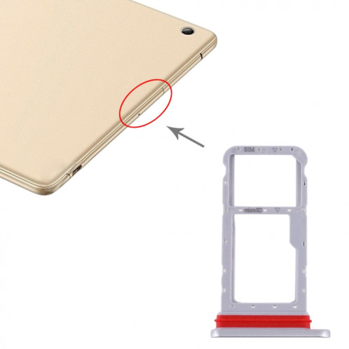 Plateau pour carte SIM + plateau pour carte Micro SD pour Huawei Honor Waterplay (Argent) SH847S925-04