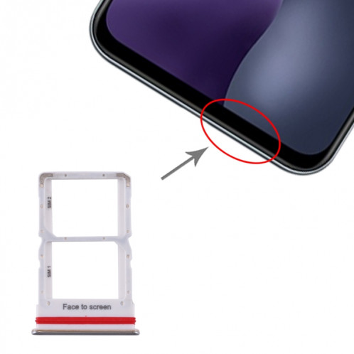 Plateau Carte SIM + Plateau Carte SIM pour Xiaomi Mi 10 Lite 5G (Argent) SH087S1045-04