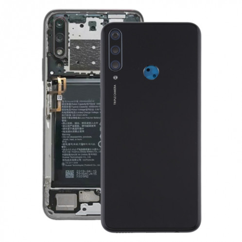 Cache arrière de batterie d'origine avec cache d'objectif d'appareil photo pour Huawei Y6p (noir) SH30BL1265-06