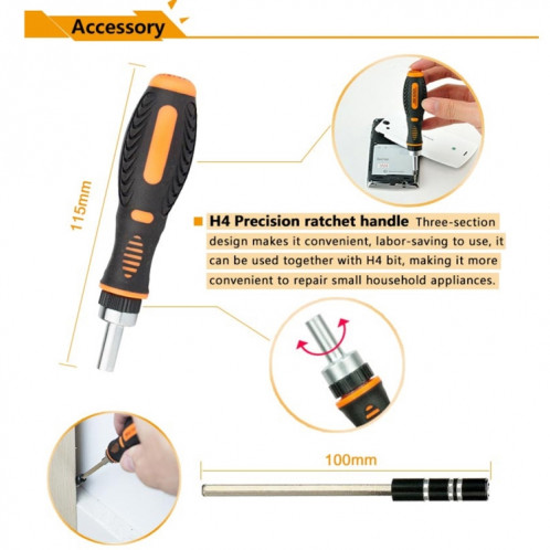JAKEMY JM-6113 Ensemble d'outils de réparation de tournevis de matériel ménager 73 en 1 SJ72551408-012