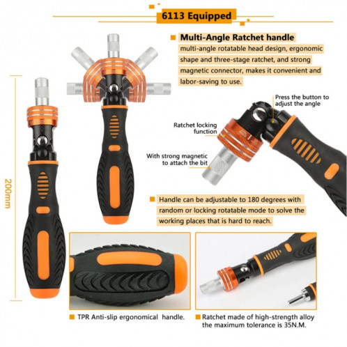 JAKEMY JM-6113 Ensemble d'outils de réparation de tournevis de matériel ménager 73 en 1 SJ72551408-012